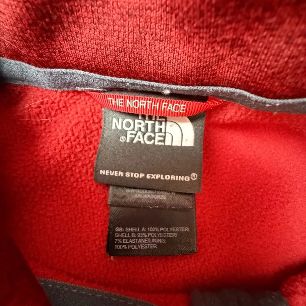 The North Face Mens Large Red Heathered‎ Quarter Zip Fleece Pullover Jacket L